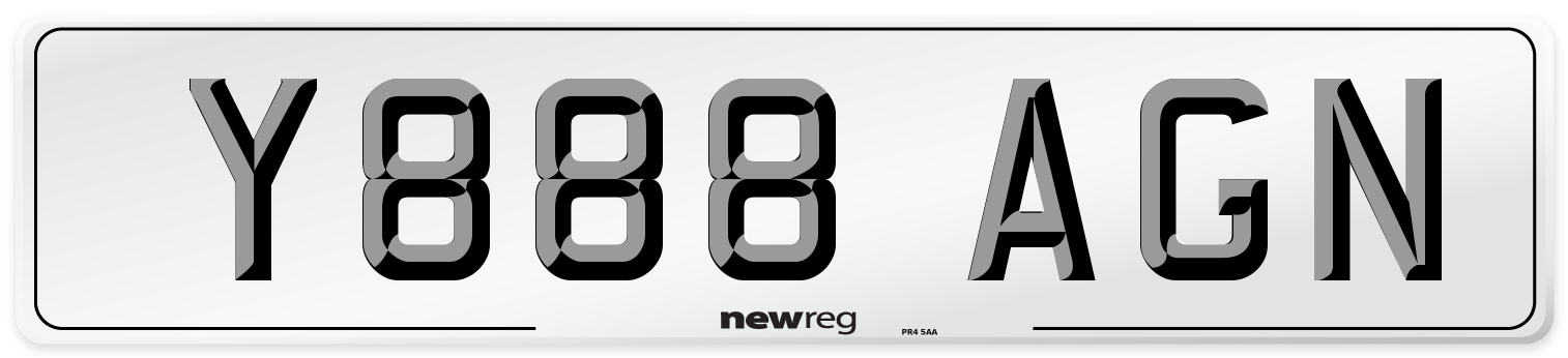 Y888 AGN Number Plate from New Reg